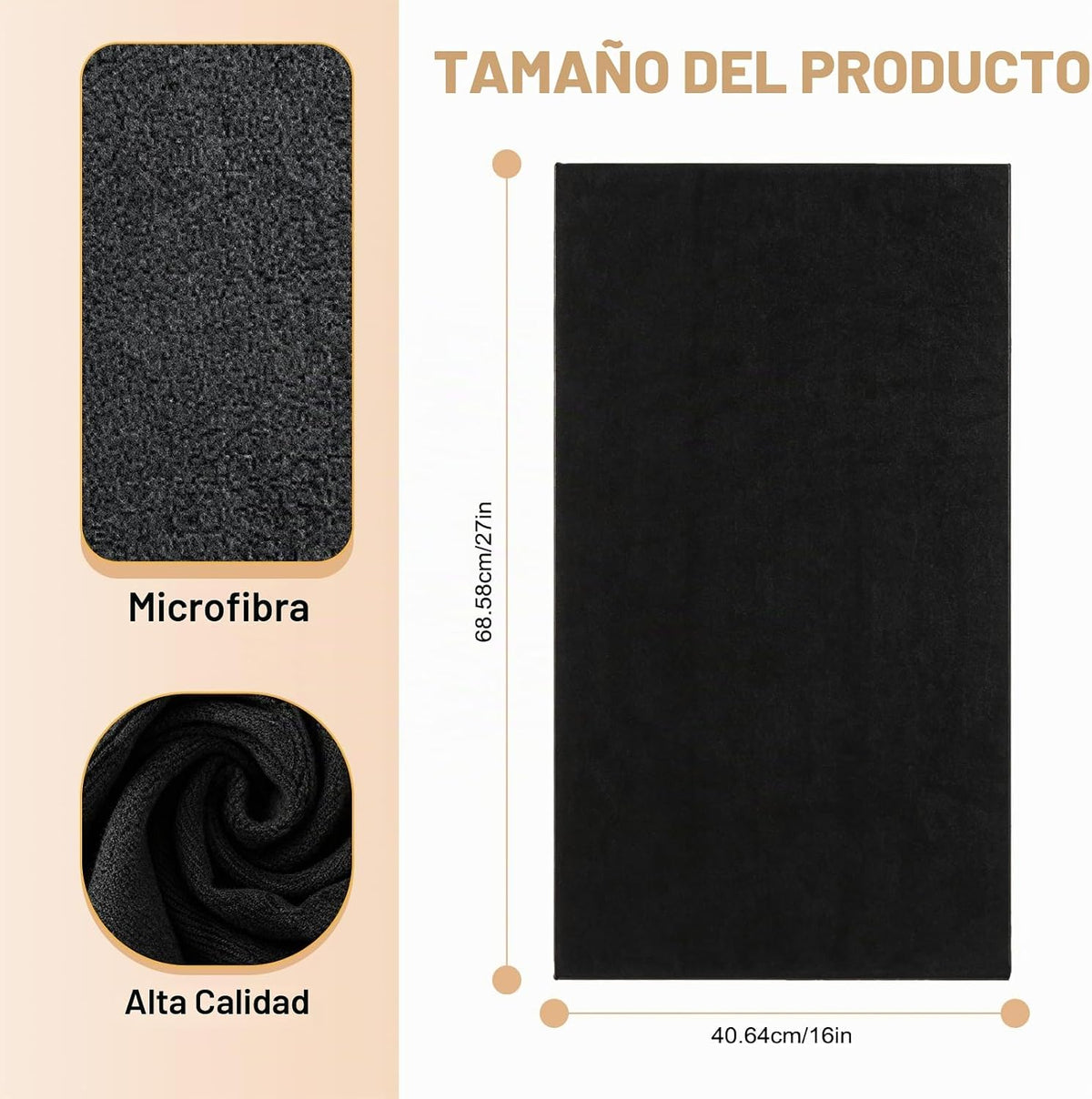 Puomue Toallas de Salón Negras, Toalla de Cabello de Microfibra Súp...