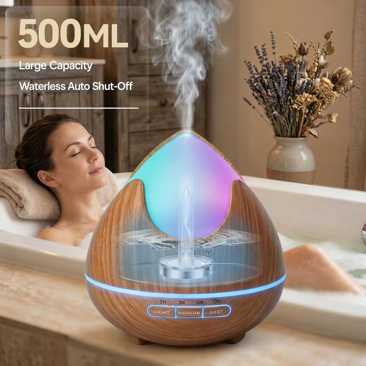 Pretmess Difusor del aceite esencial de 16.9 fl oz, humidificador |...