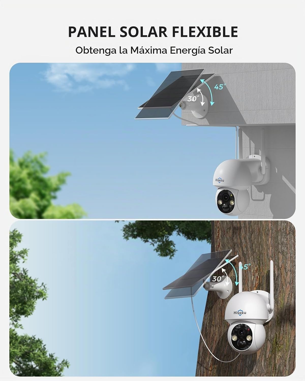 Hiseeu Cámara de seguridad solar, kit de 8 cámaras de 4 MP, disco d...