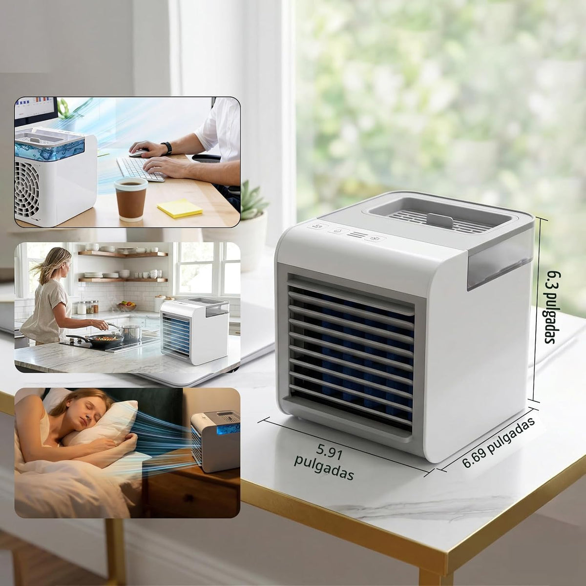 Ventilador de aire acondicionado portátil, mini enfriador de aire 4...