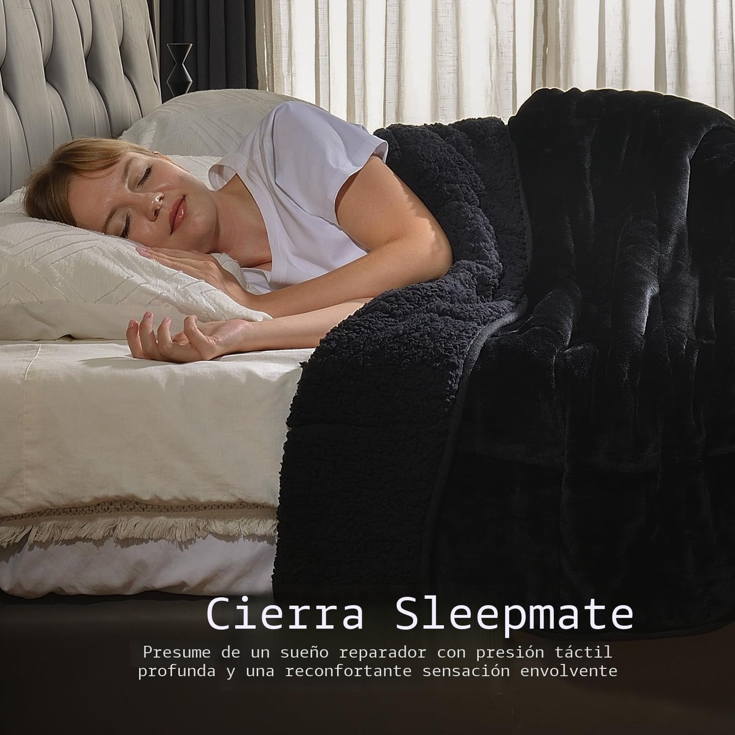 Wemore - Manta con peso para adultos, forro polar Sherpa de 15 libr...