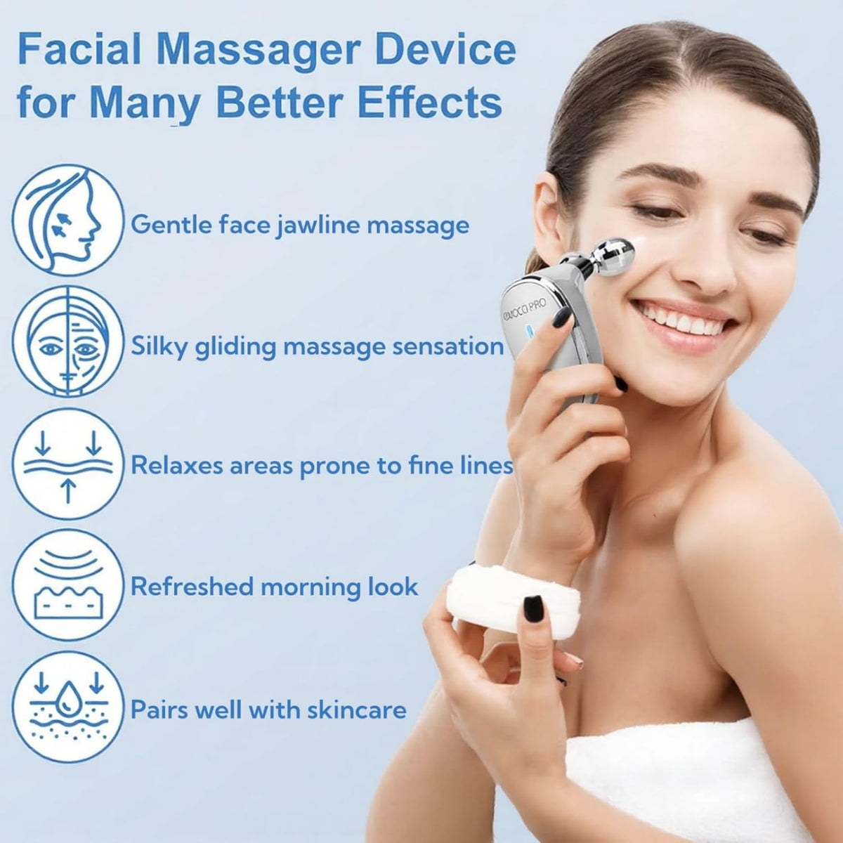 Masajeador Facial Eléctrico Suave Vibración Facial Rodillo Cuidado...