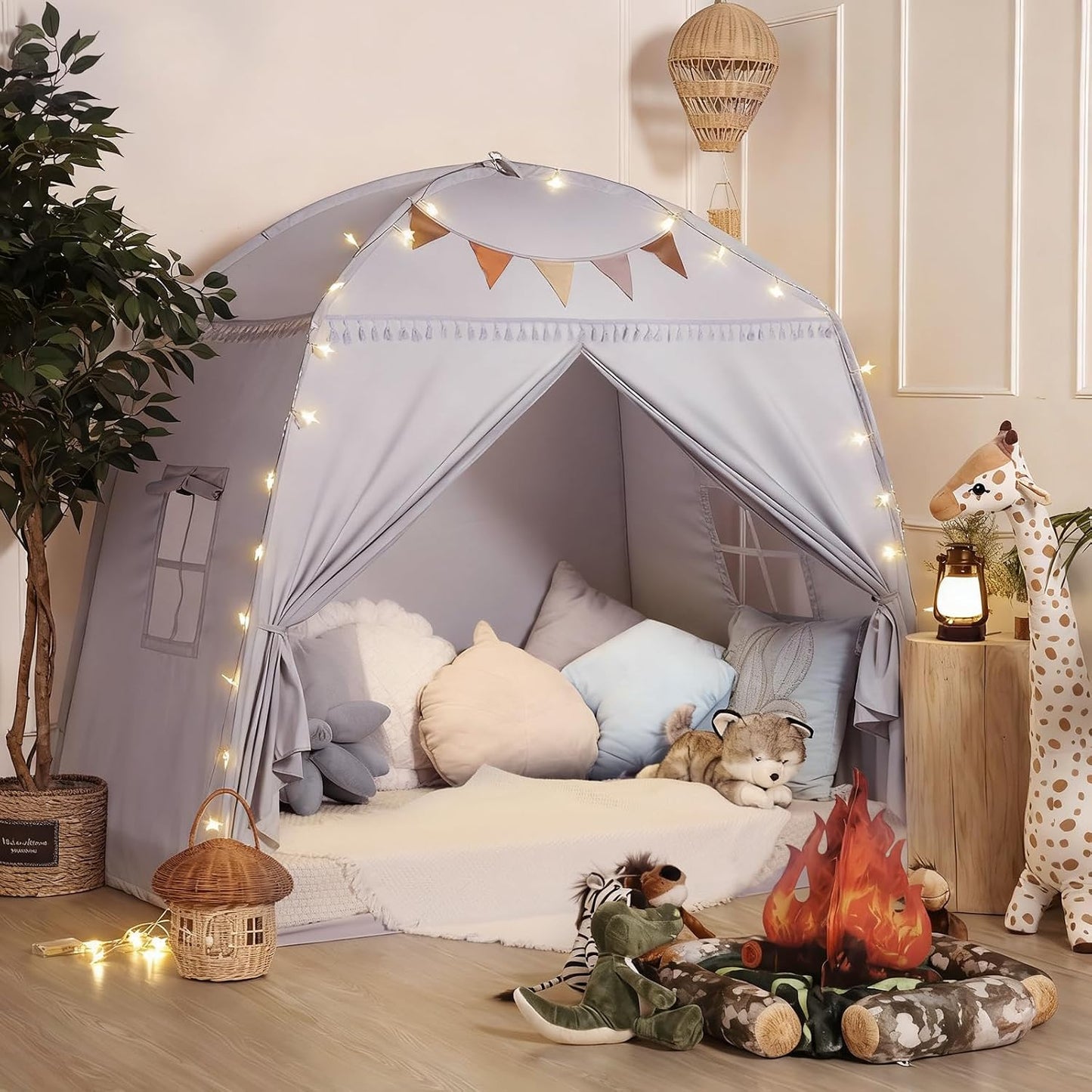 Sumbababy Tienda de Campaña Grande Tipo Tipi para Niños: con Luces...