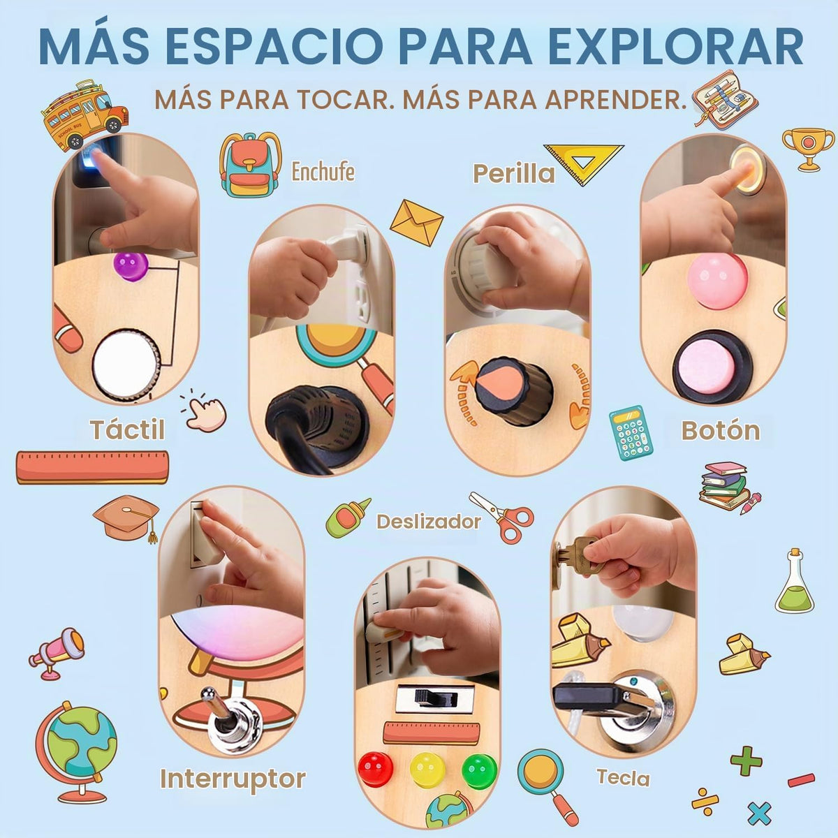 RichBoy Montessori - Tablero de juguete con 40 luces LED, juguetes...