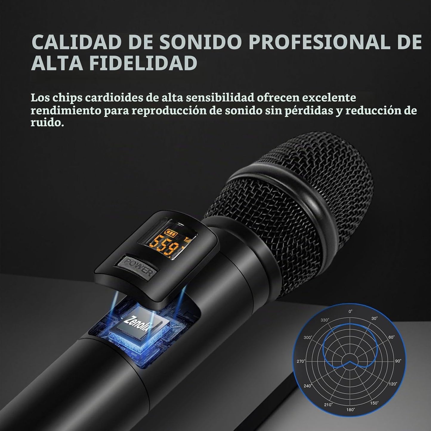 Zenolix UM206 Sistema de micrófono inalámbrico de 2 canales con mic...