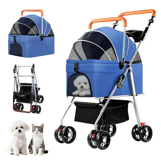 YYW Cochecito para mascotas para perros y gatos pequeños, 3 en 1 pl...