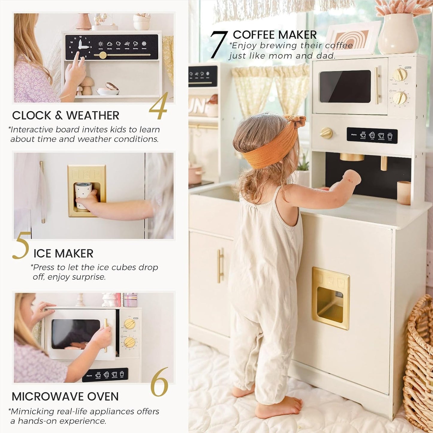 Tiny Land Play Kitchen para niños: diseño moderno para el hogar con...