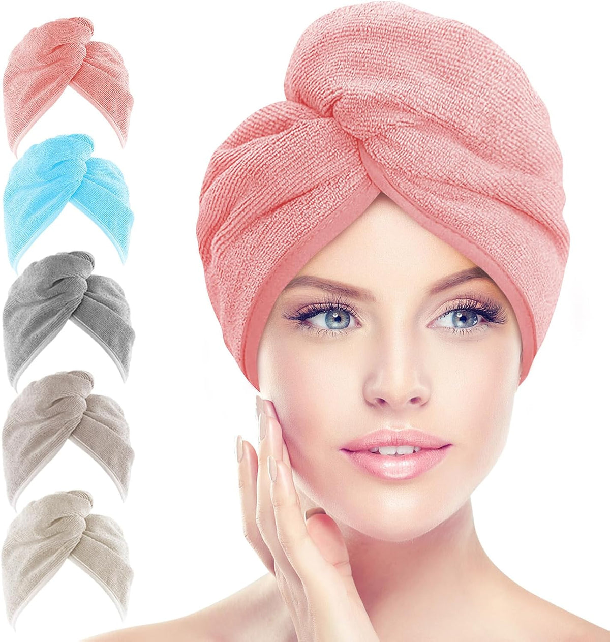 AIDEA Toalla para el cabello, paquete de 5 toallas absorbentes de s...