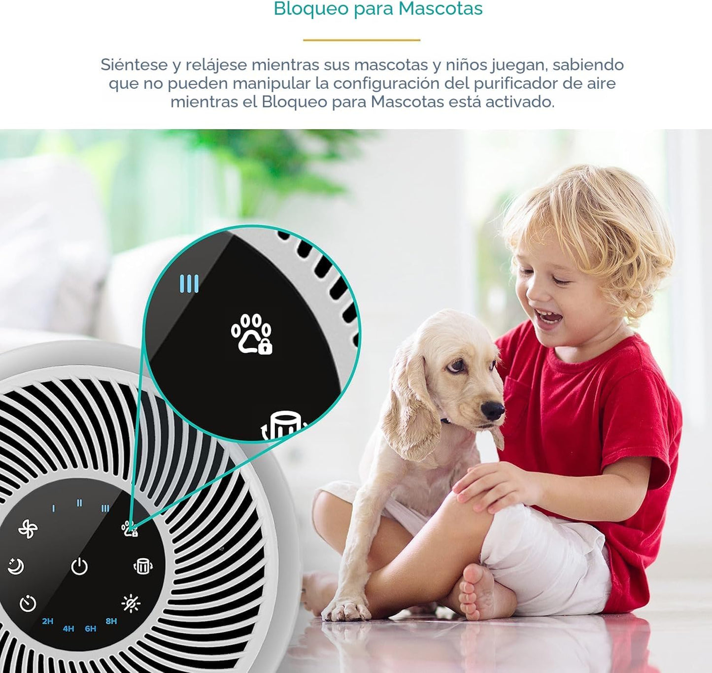 Purificador de aire Levoit para mascotas domésticas, habitación gra...