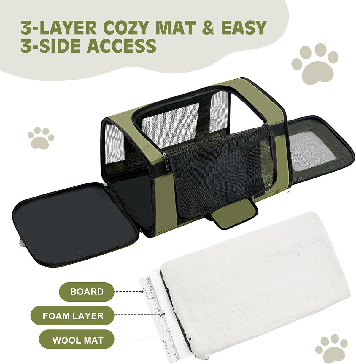 Transportador para gatos extragrande, transportador plegable para m...