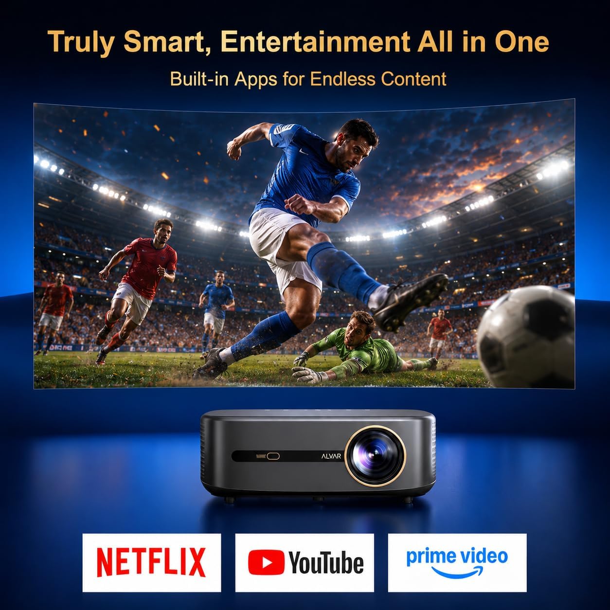 Proyector inteligente compatible con 4K actualizado Alvar con 2500...