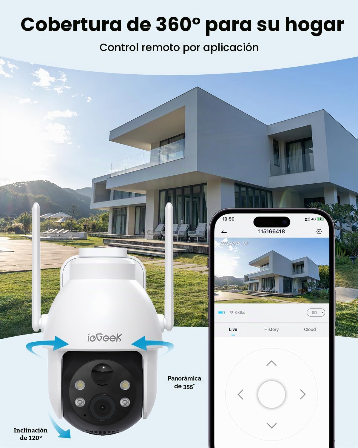 ieGeek Cámaras de seguridad solares inalámbricas para exteriores, c...