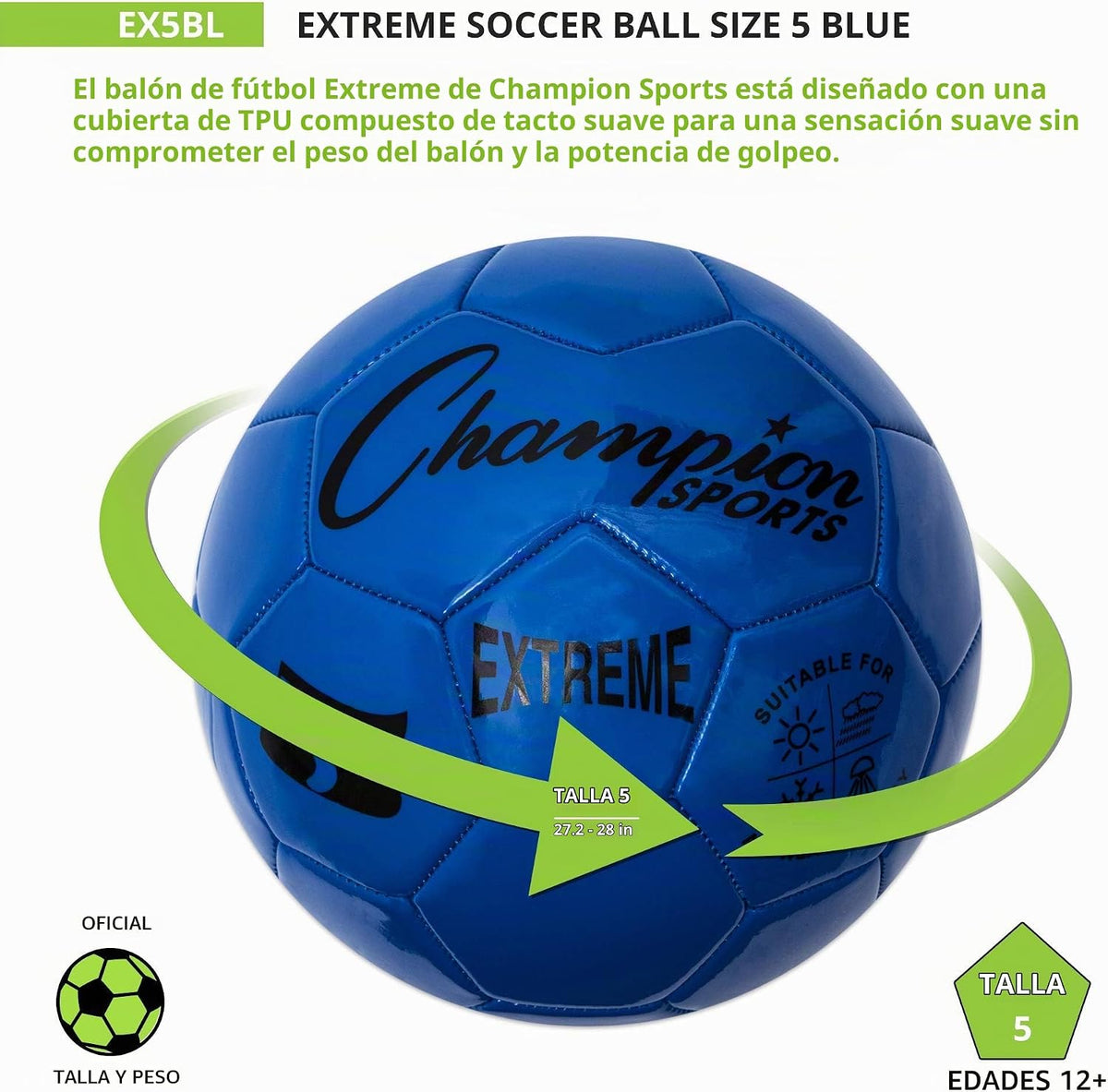 Champion Sports Extreme Series - Balón de fútbol \u2013 Tamaños 3,...