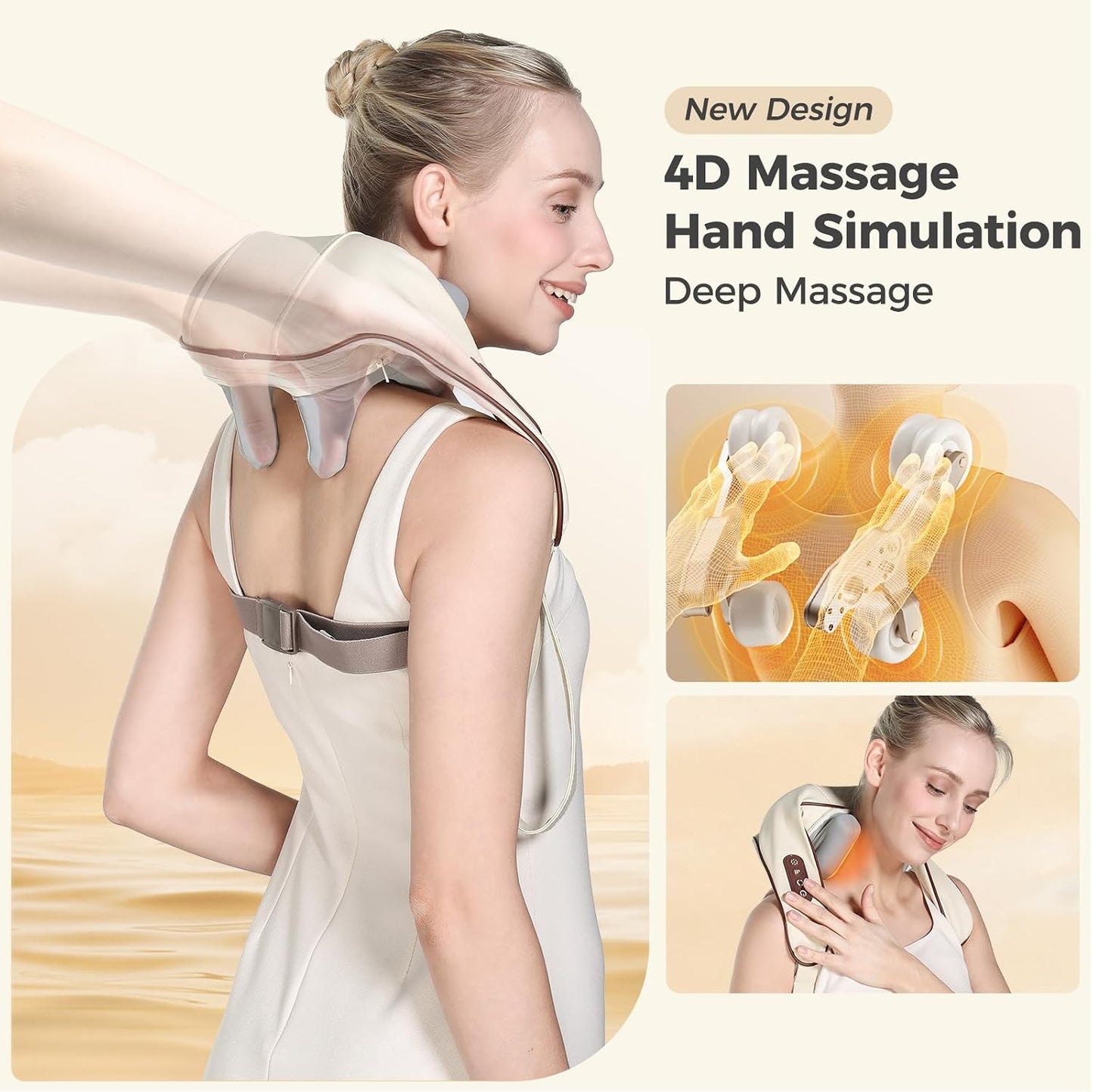 KppeX Almohada masajeadora de cuello 6D con calor para aliviar el d...