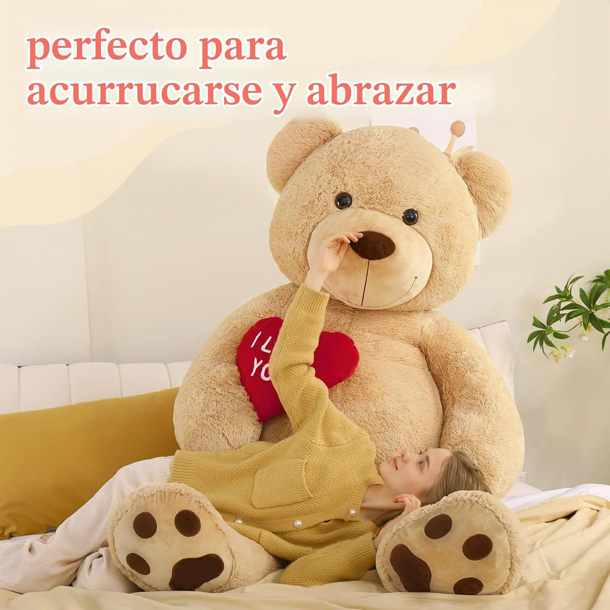 BENINY Oso de Peluche Gigante de Corazón Rojo de 6 pies, Animales d...