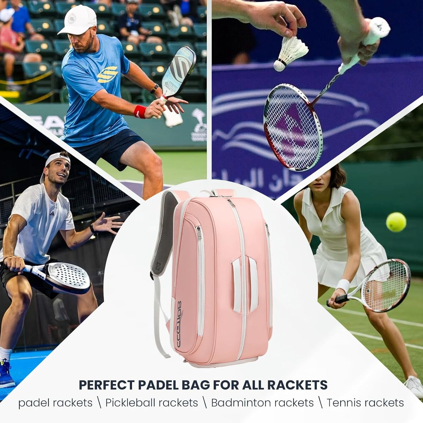 CCGTIOR Bolsa para Raqueta De Tenis Mochila Pickleball Padel con Co...