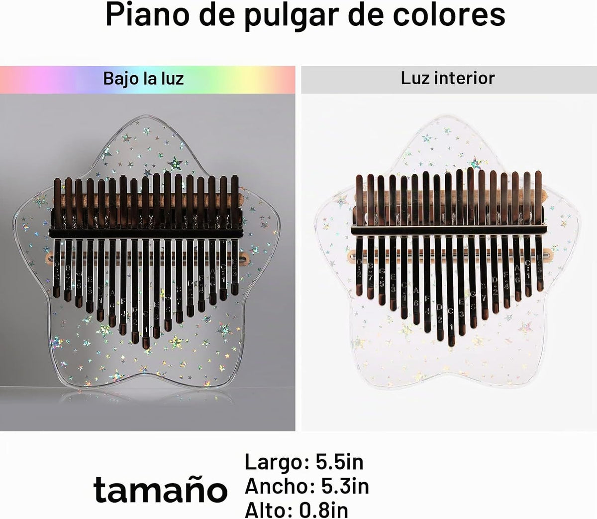 Beveetio Piano de Pulgar Kalimba Transparente Con Estuche Protector...