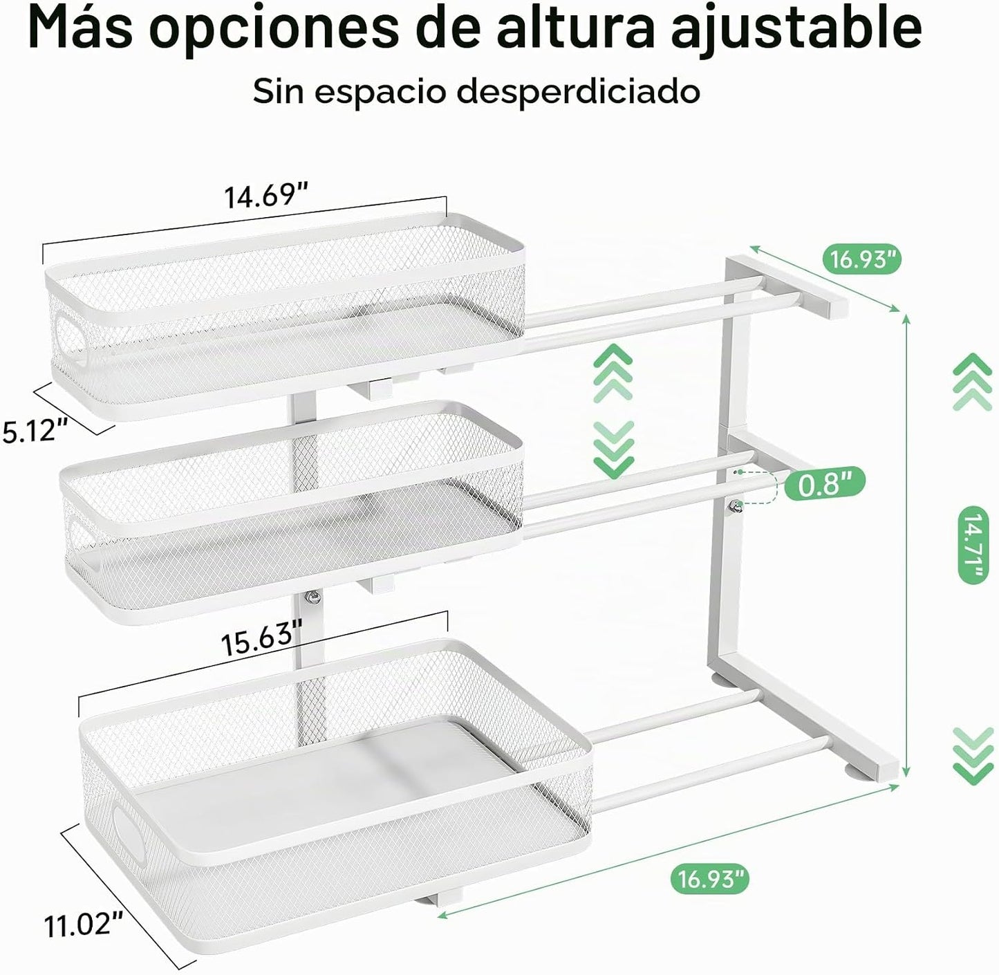 Organizador de 3 niveles para debajo del fregadero, organizador de...
