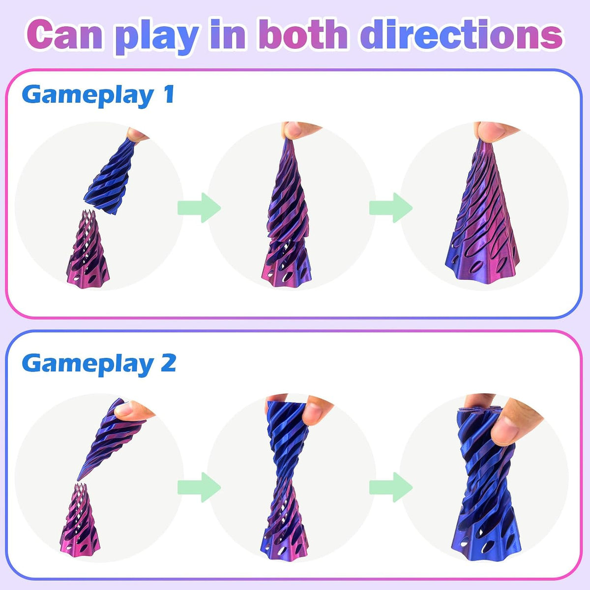 12pcs 3D Impreso Espiral Fidget Juguetes, Imposible Pasar A Través...