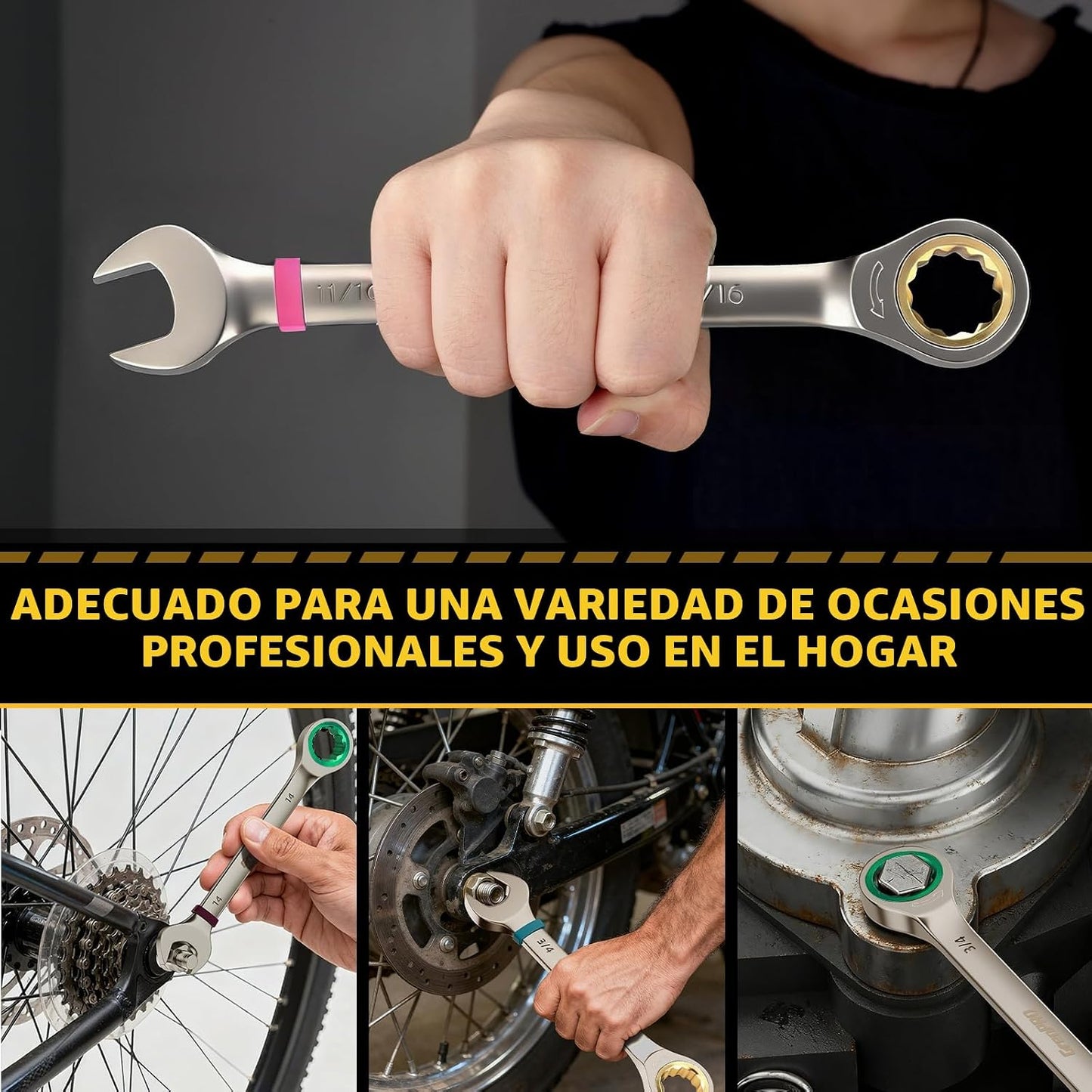 GRENPRO Juego de llaves de trinquete, juego de llaves combinadas mé...