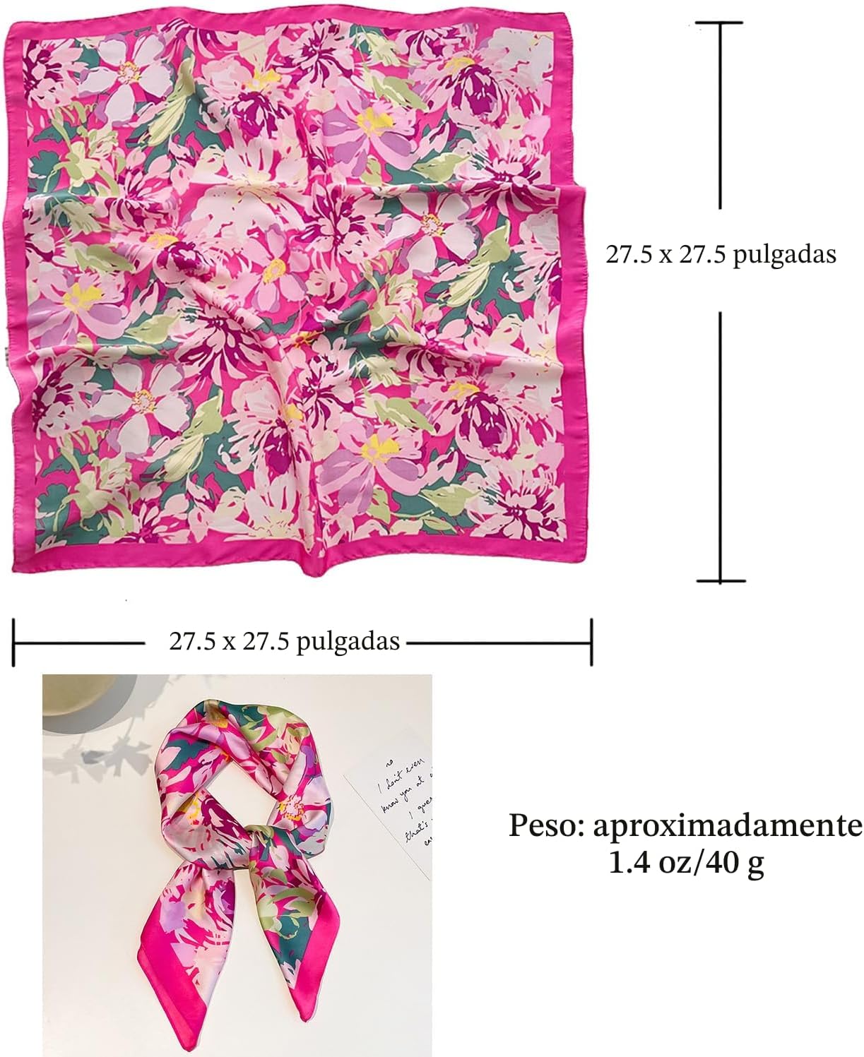 Pañuelo bandana de satén para mujeres, bufandas sedosas para el cab...