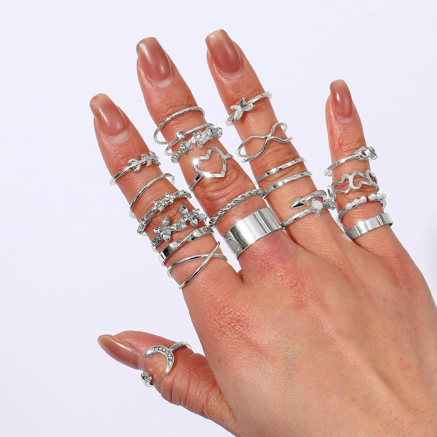 CHICUTIE Juego de anillos dorados para nudillos para mujeres, apila...