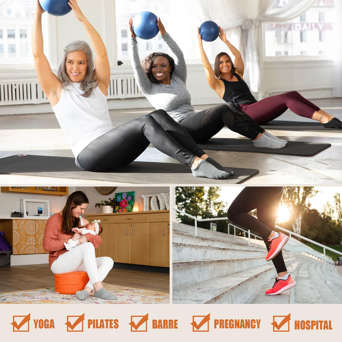 YeuG 4\/6 pares de calcetines de pilates para mujer - Calcetines an...