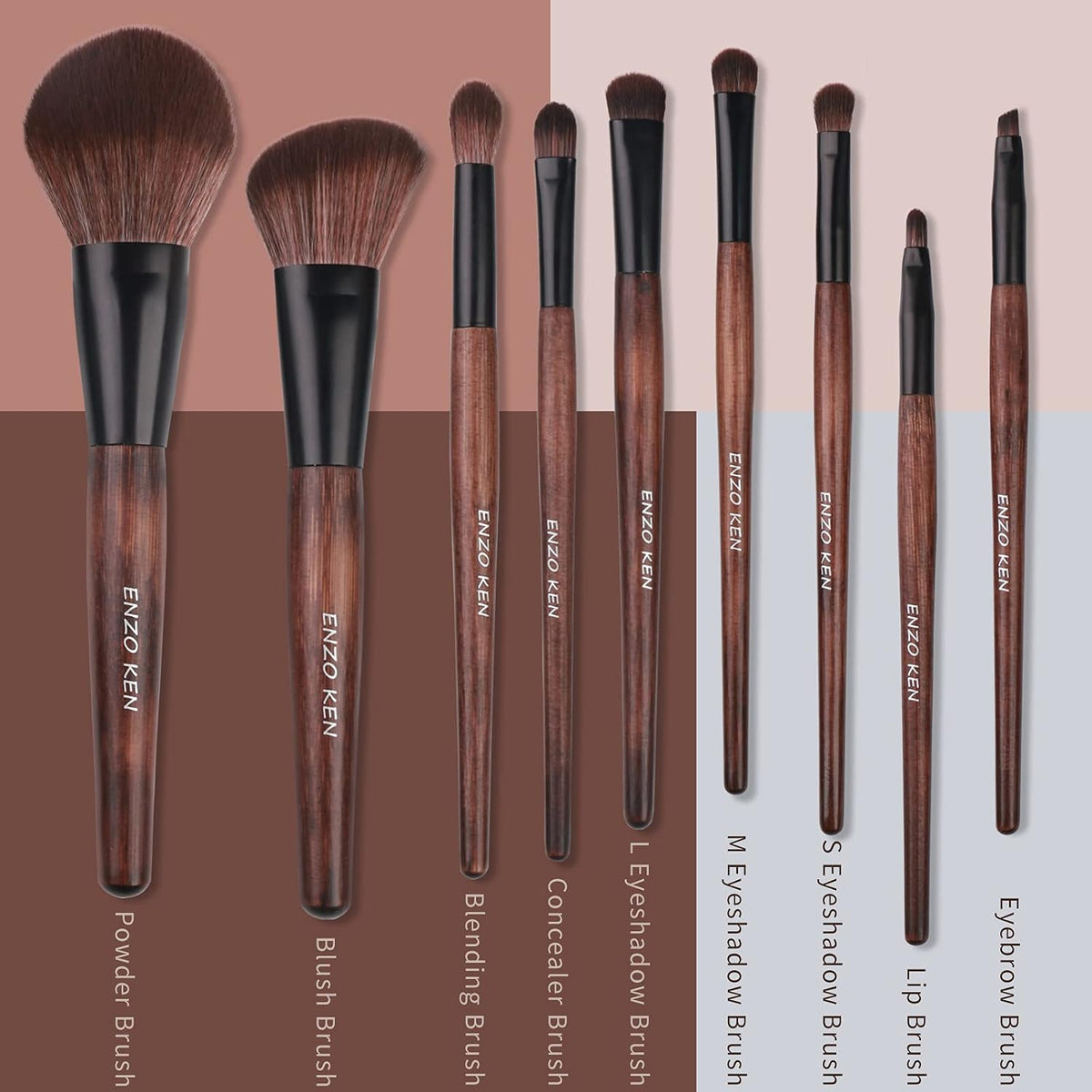 Juego de brochas de maquillaje de bambú profesional, juego de broch...