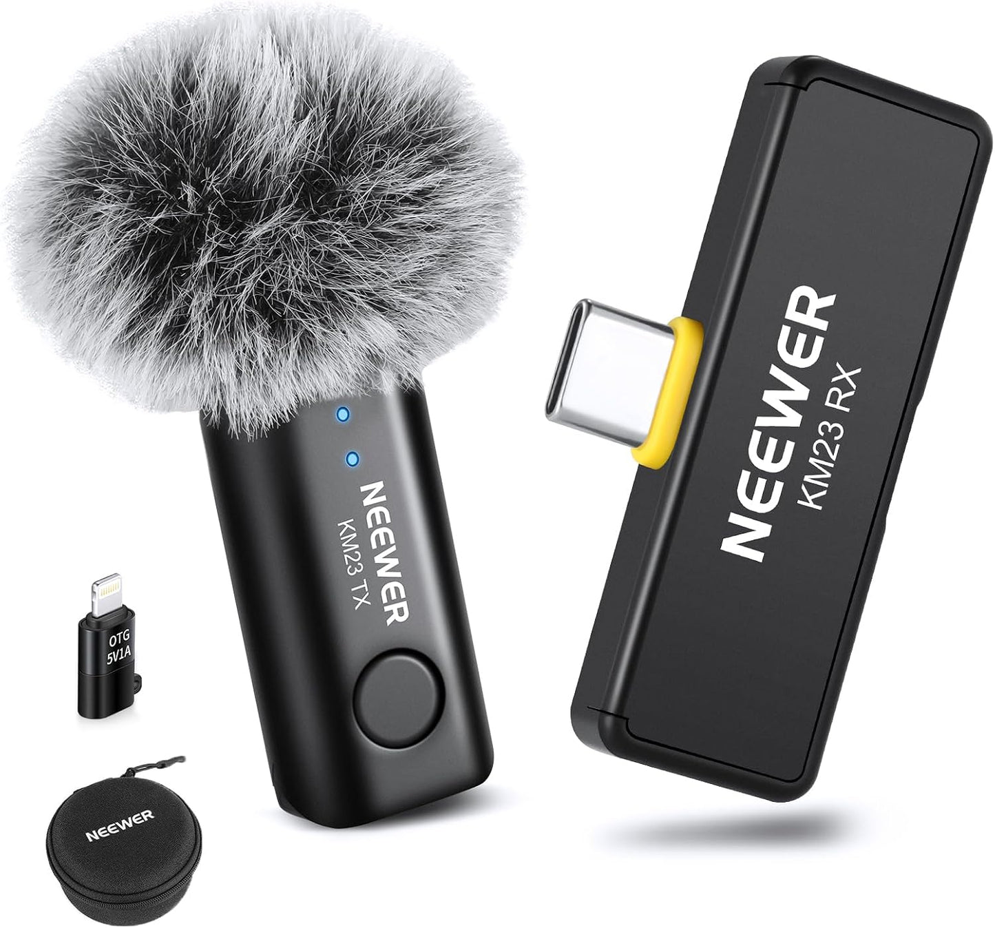 NEEWER Lavalier - Sistema de micrófono inalámbrico, 1 receptor USB...