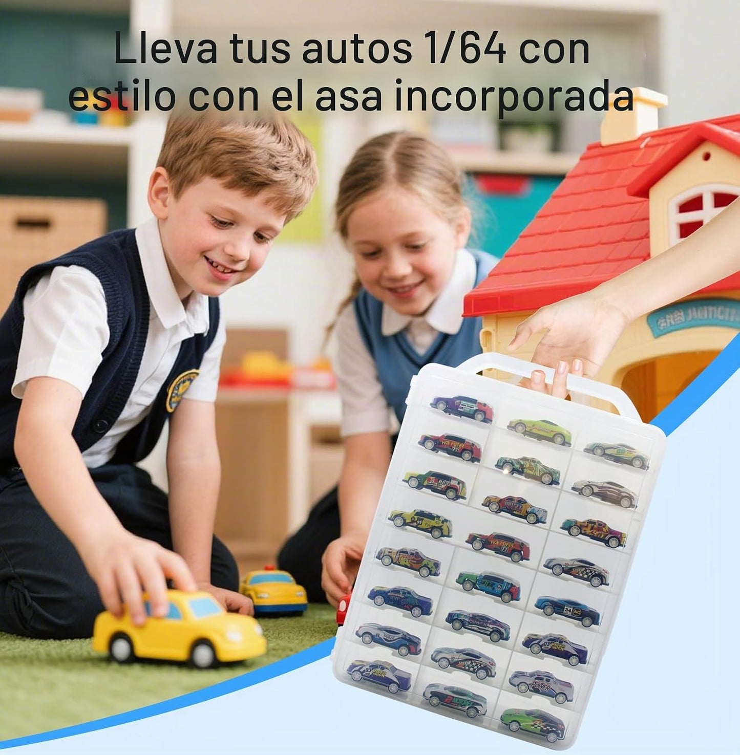 Adevar Estuche de almacenamiento de juguetes de autos a doble cara...