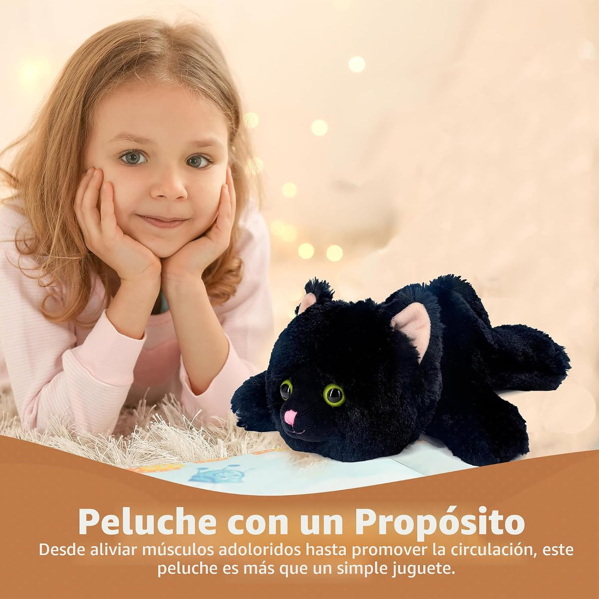 Marysun Animal de peluche negro para microondas, peluche con peso,...