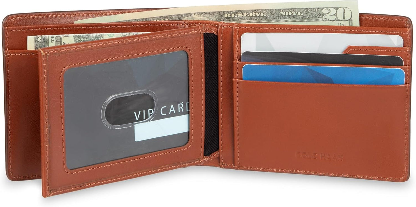 Cartera de cuero RFID para hombre de Cole Haan, plegable diaria