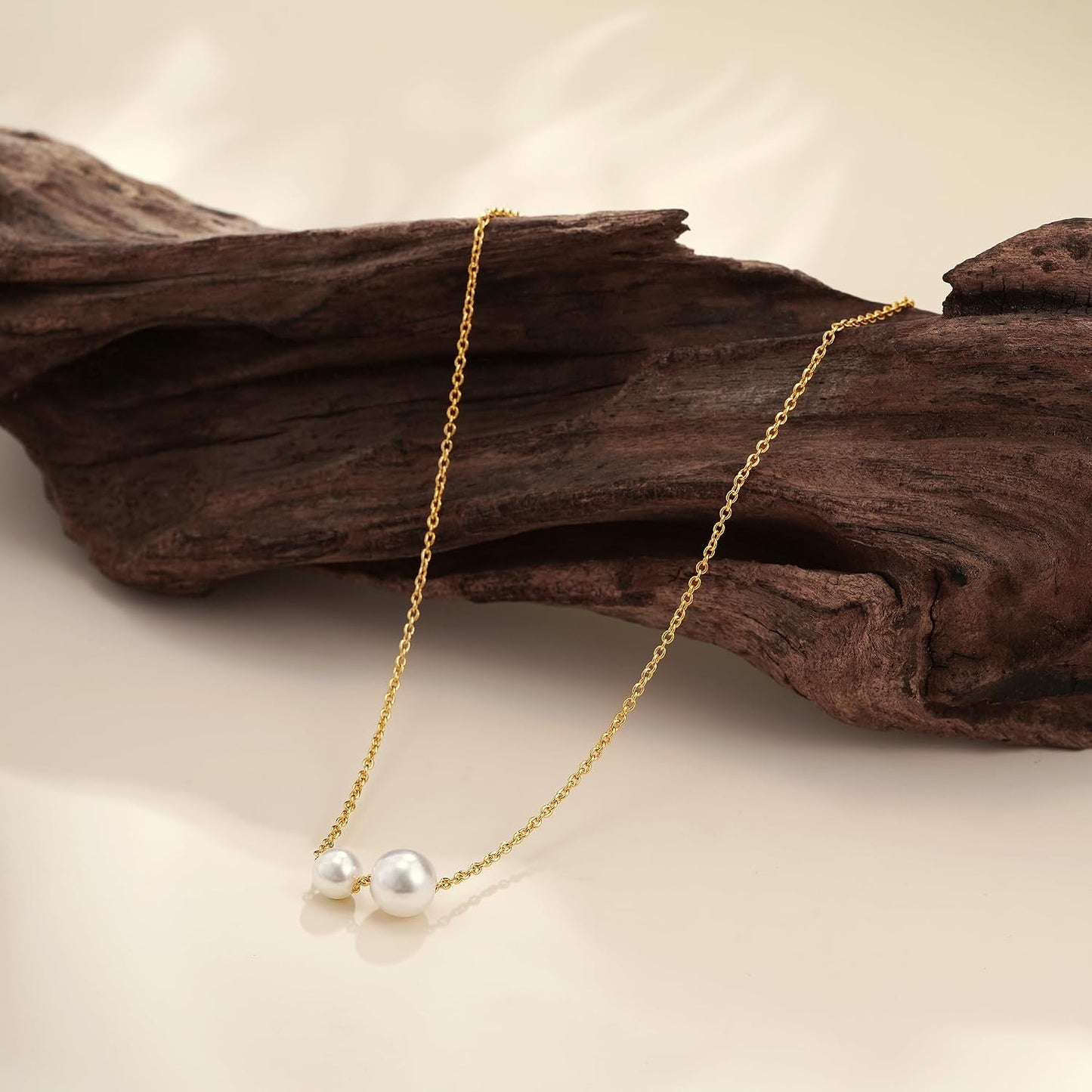 Treasure Bender Collares de perlas de oro para mujer, collar delica...