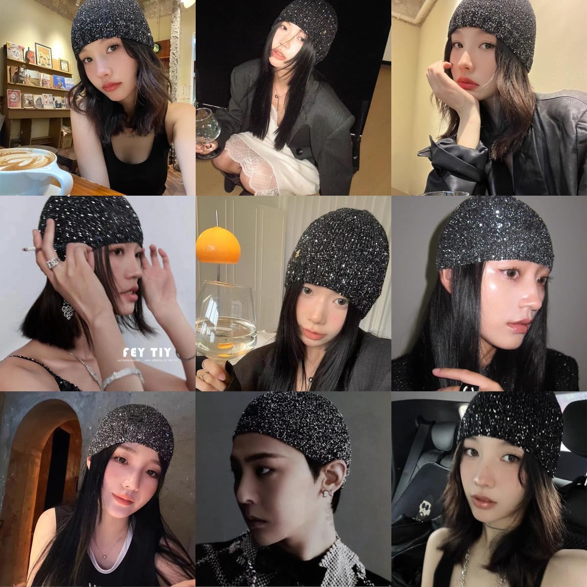 Suillty Gorro de punto con lentejuelas para mujeres y hombres, con...