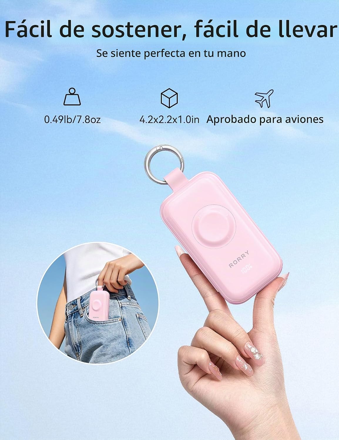 RORRY CharmGo Cargador portátil de 45 W de carga rápida, llavero de...