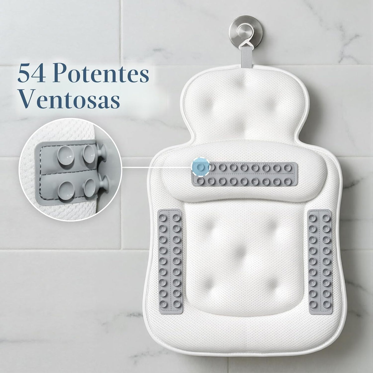 Almohadas de baño para tina, cómodo cojín de bañera para cabeza y c...