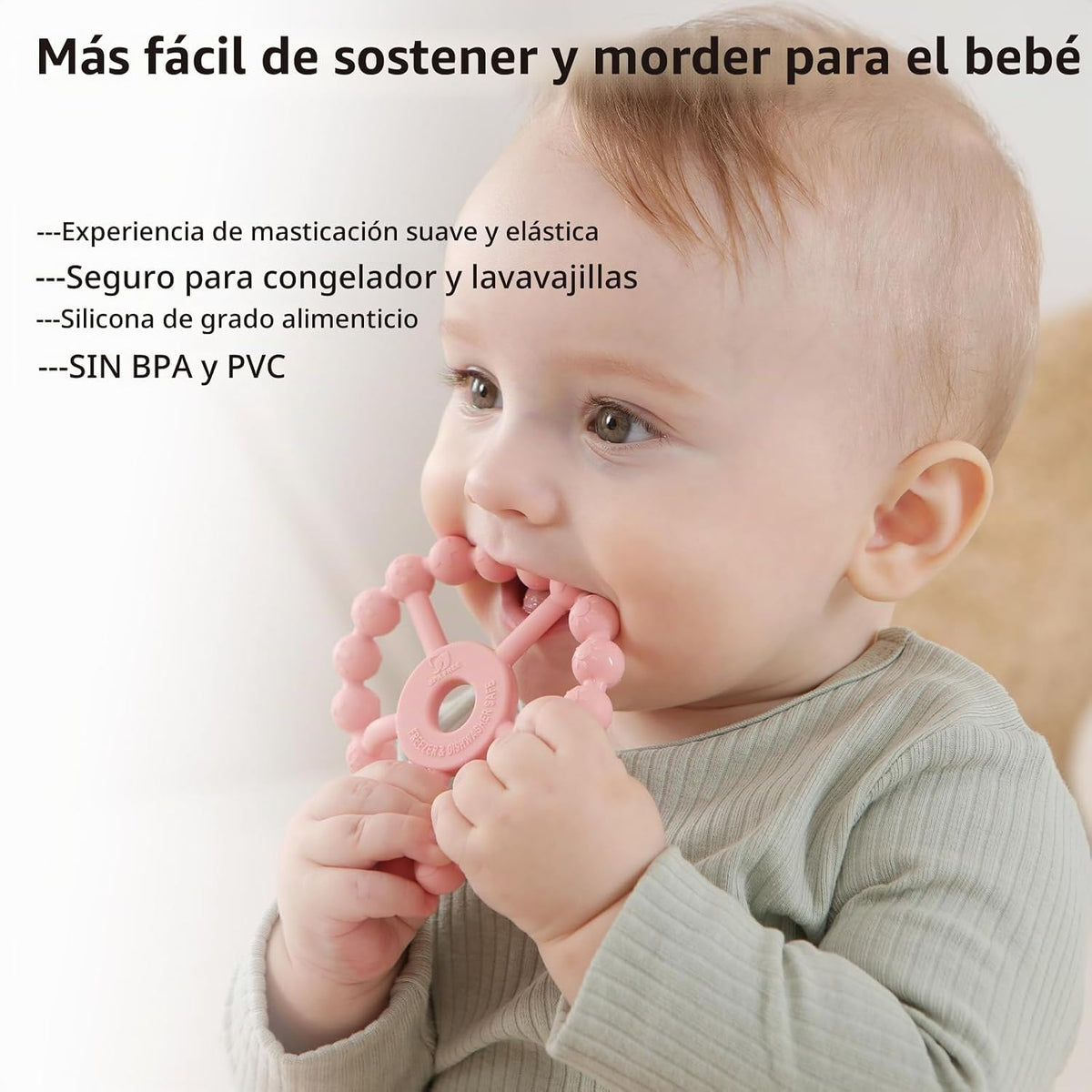 Paquete de 3 mordedores de anillos para bebés, esenciales para bebé...