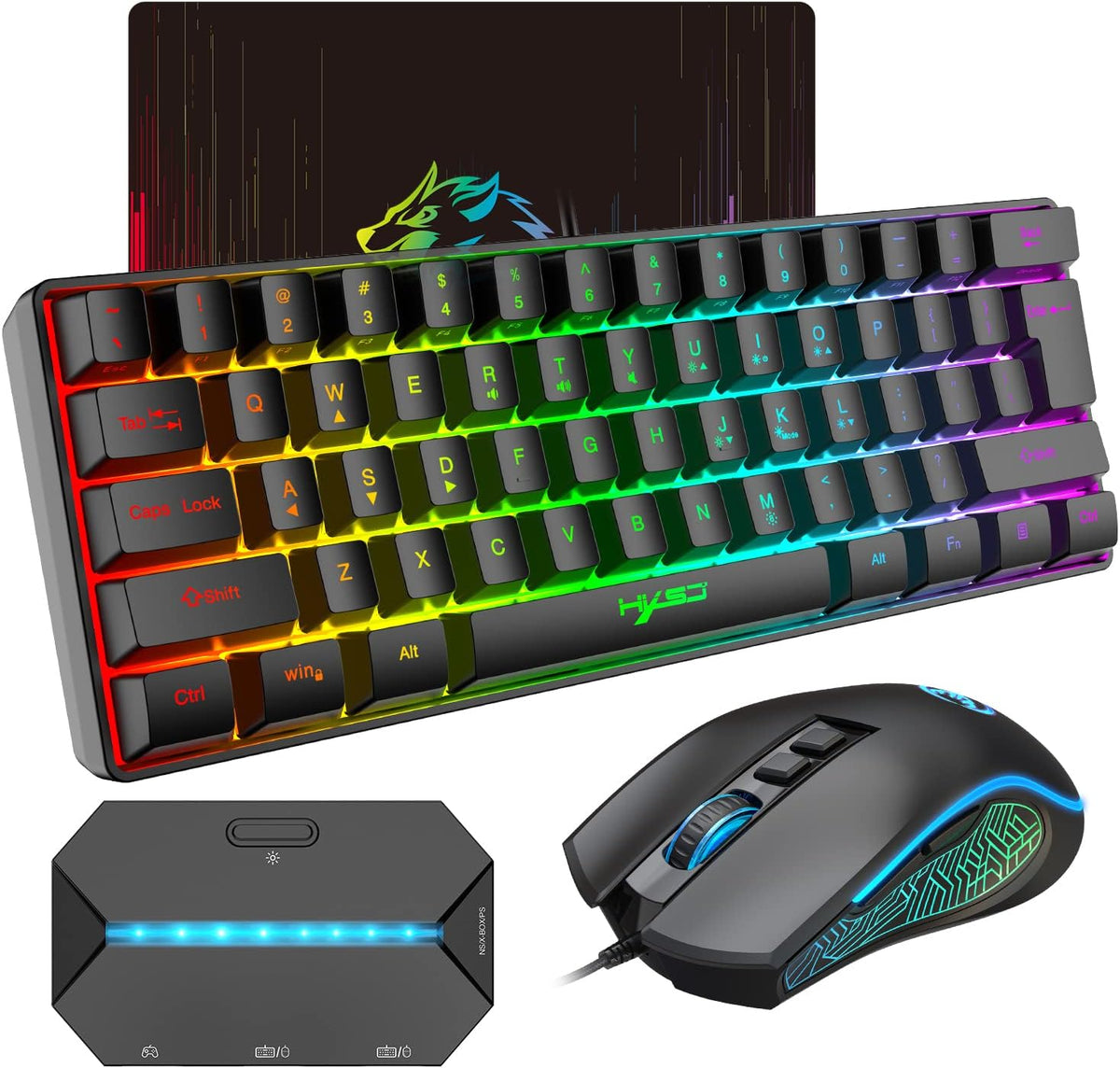 SELORSS Combo de teclado y mouse con cable RGB para juegos, teclado...