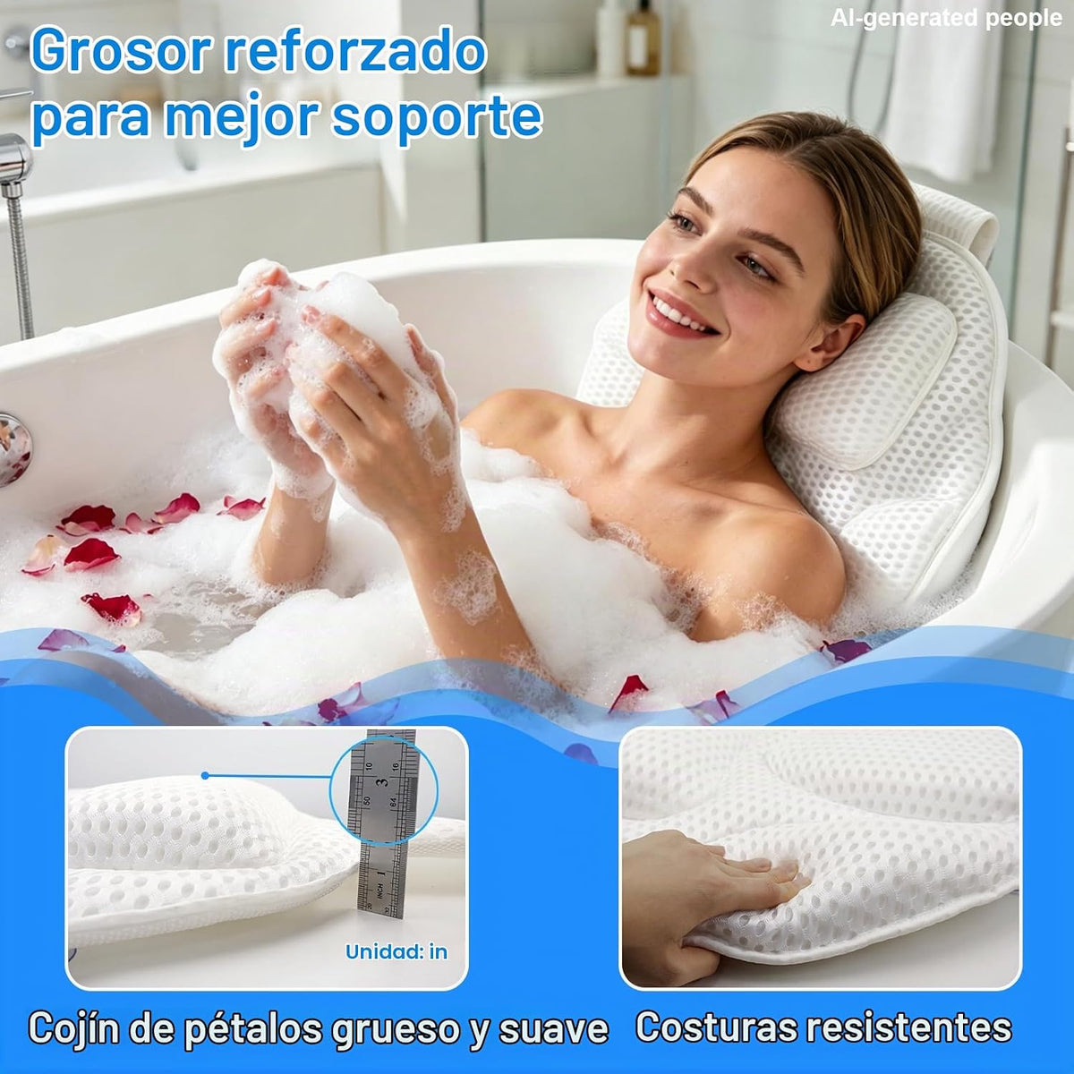 Almohada de baño extra gruesa en forma de pétalos para cabeza, cuel...