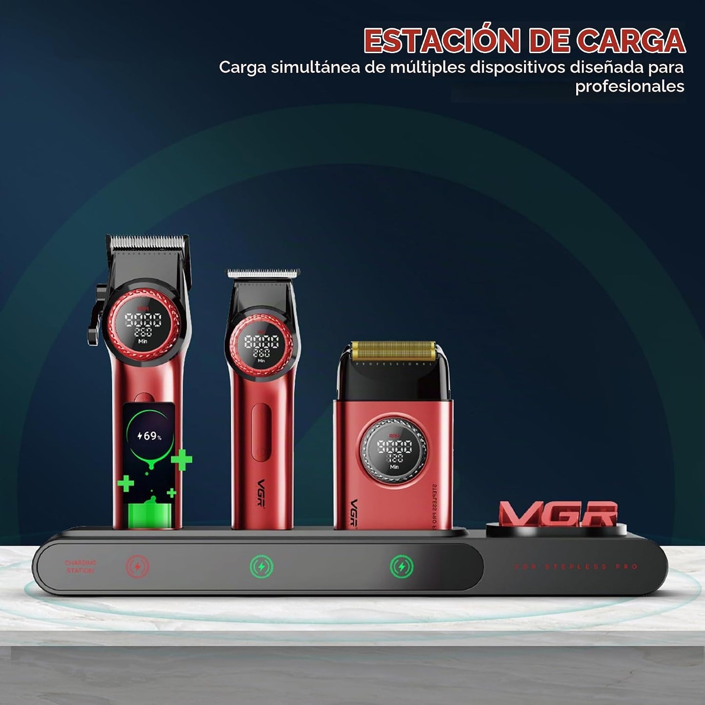 VGR Juego de cortapelos de barbero profesional 3 en 1, recortadora...