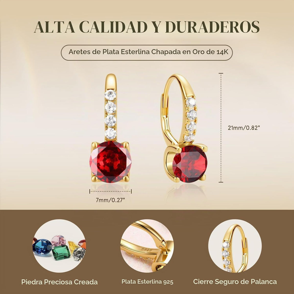 FANCIME Pendientes colgantes de plata de ley chapada en oro de 14 q...