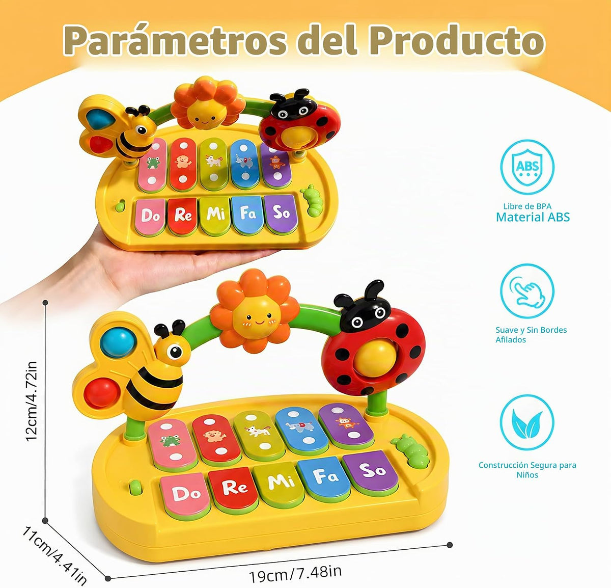 GeeKiPrime Juguetes del piano del bebé 6-12 meses, iluminan el tecl...