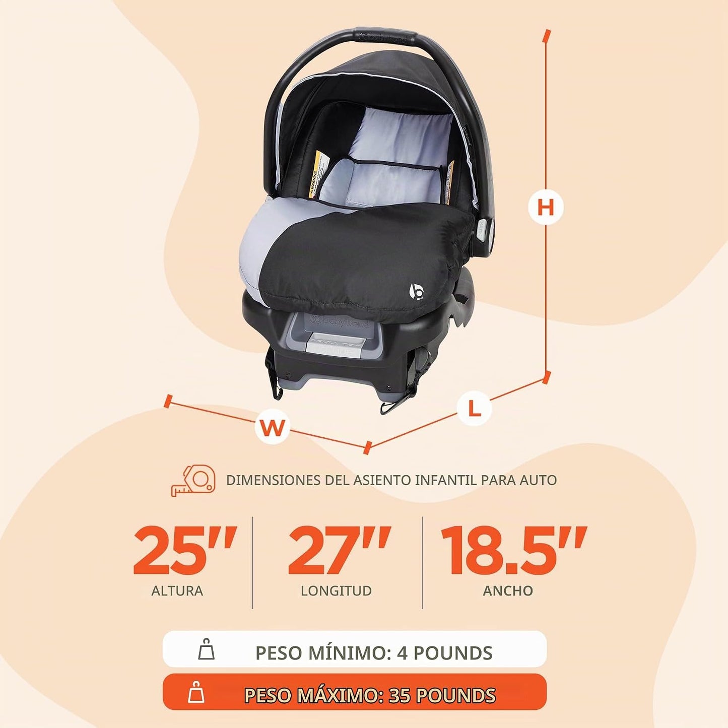 Baby Trend Ally Sistema de Viaje con Asiento de Coche para Recién N...