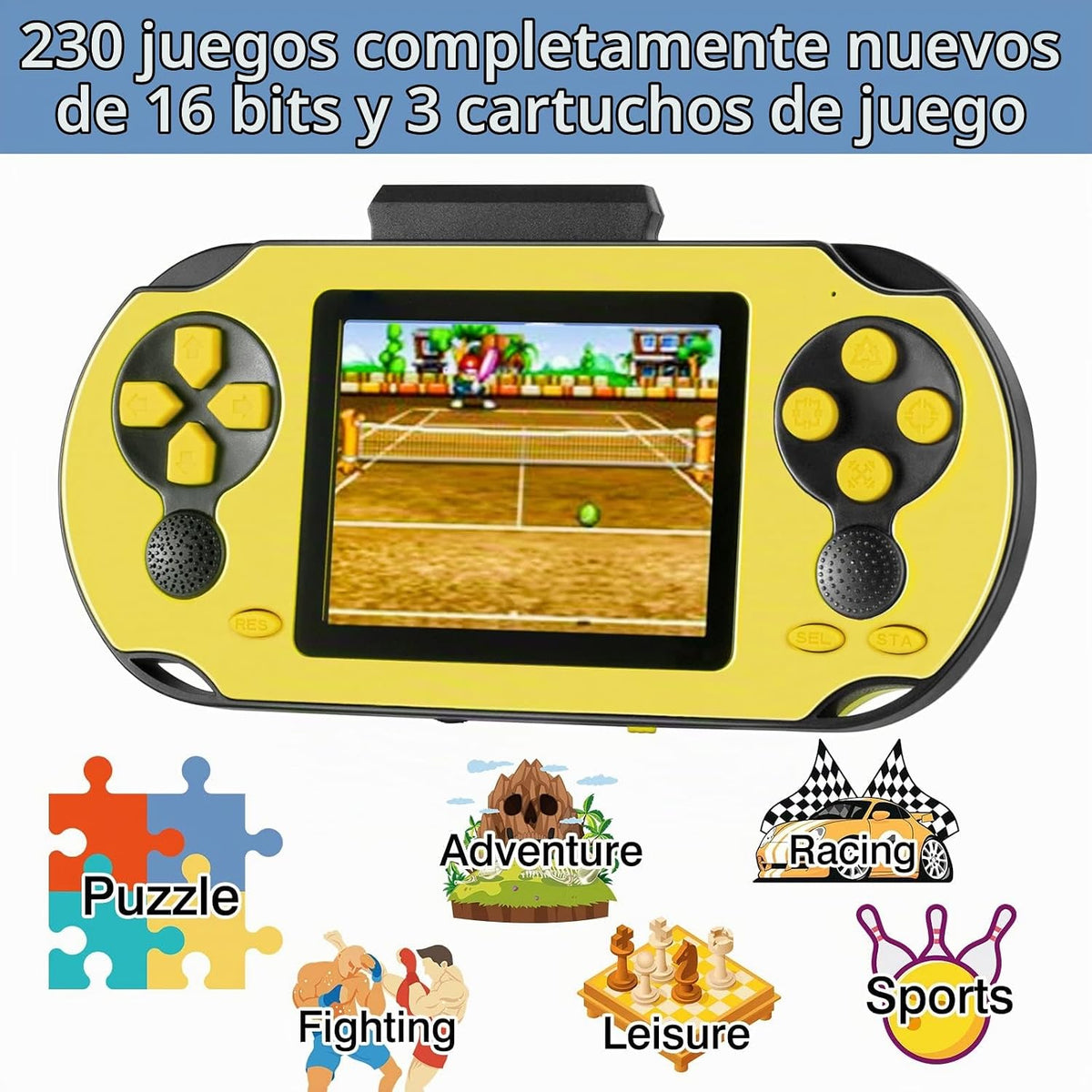 TaddToy - Juego de mano de 16 bits para niños y adultos, pantalla g...