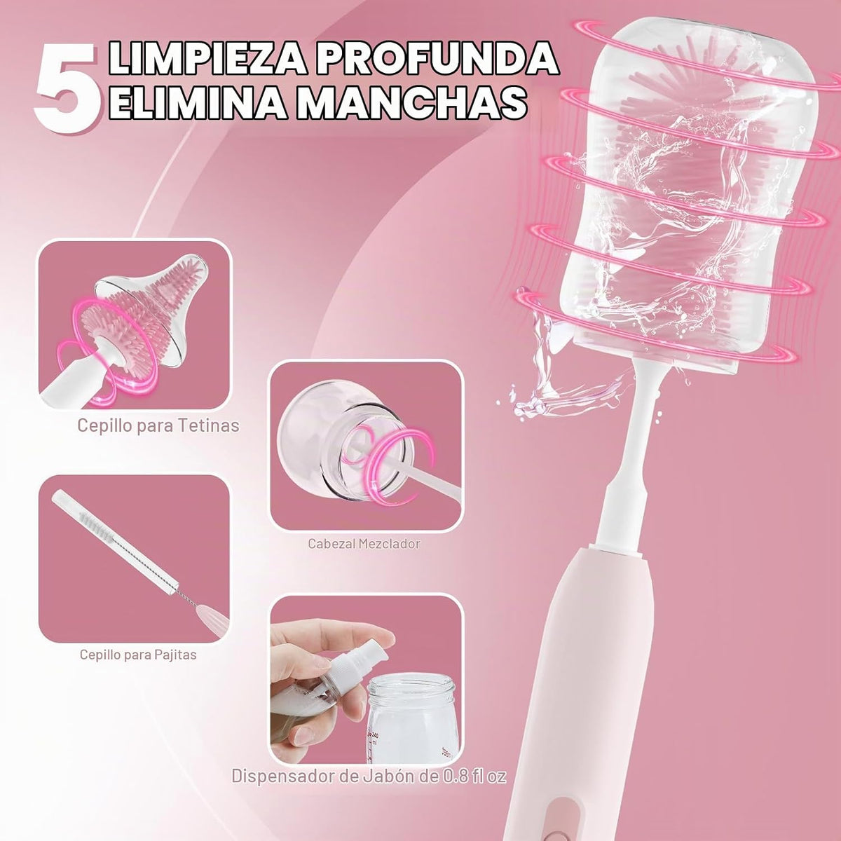 Limpiador eléctrico de cepillo para botellas, limpiador eléctrico d...