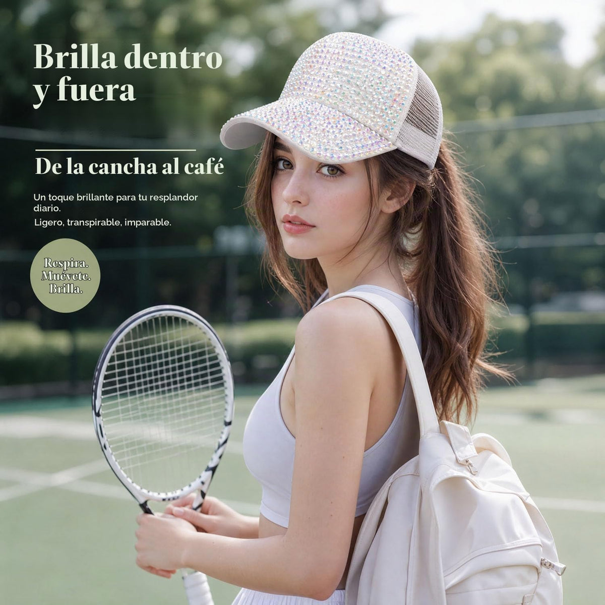Gorra de béisbol ajustable con diamantes de imitación brillantes pa...