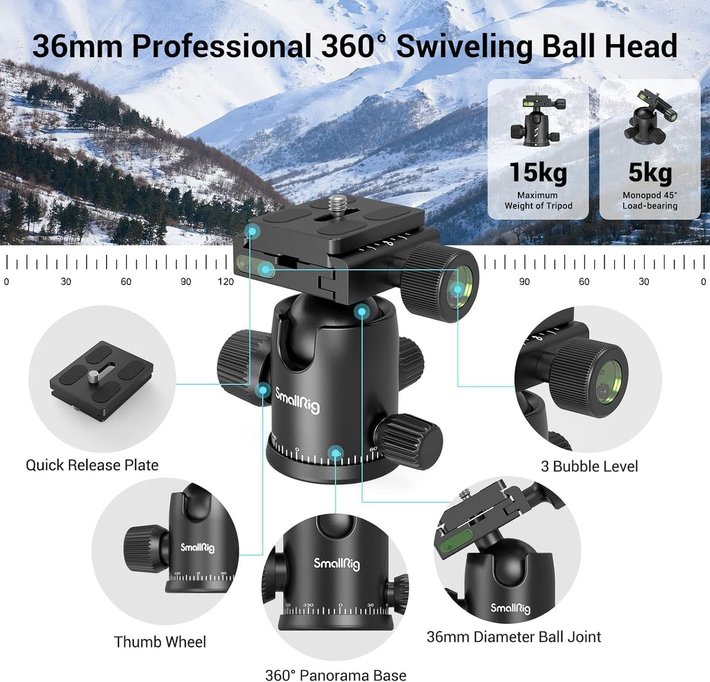 SmallRig Trípode de cámara CT-20, trípode y monopie plegable de alu...