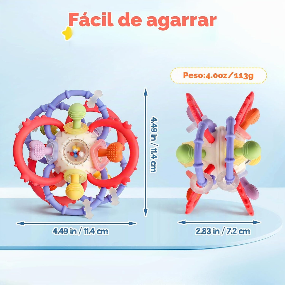Juguetes para la dentición del bebé 3-6 6-12 meses, bola de mordedo...