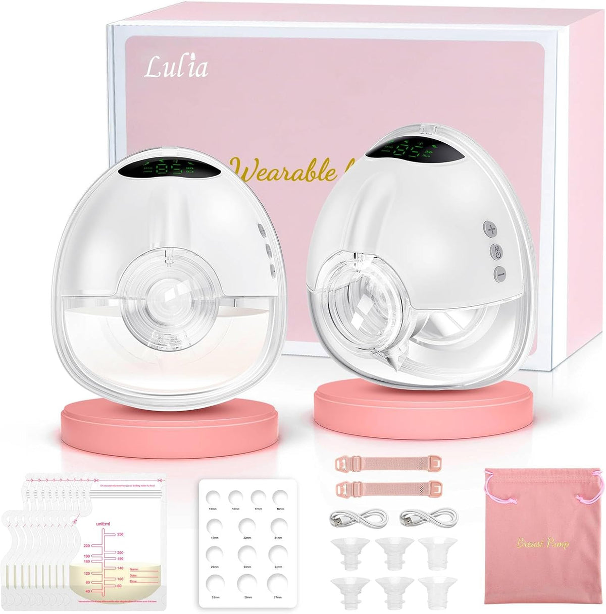 Lulia Extractor de leche manos libres, 4 modos y 9 niveles de extra...