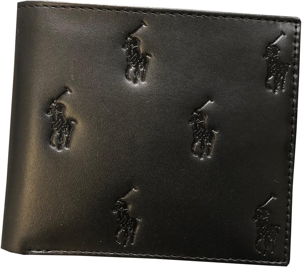 POLO RALPH LAUREN Cartera Cuero Todo Sobre Pony Estampado Negro Bifold
